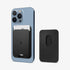 AMP02284 - MagSafe Card Holder Valentinus (MagFit) in black showing the card holder attached to back of device